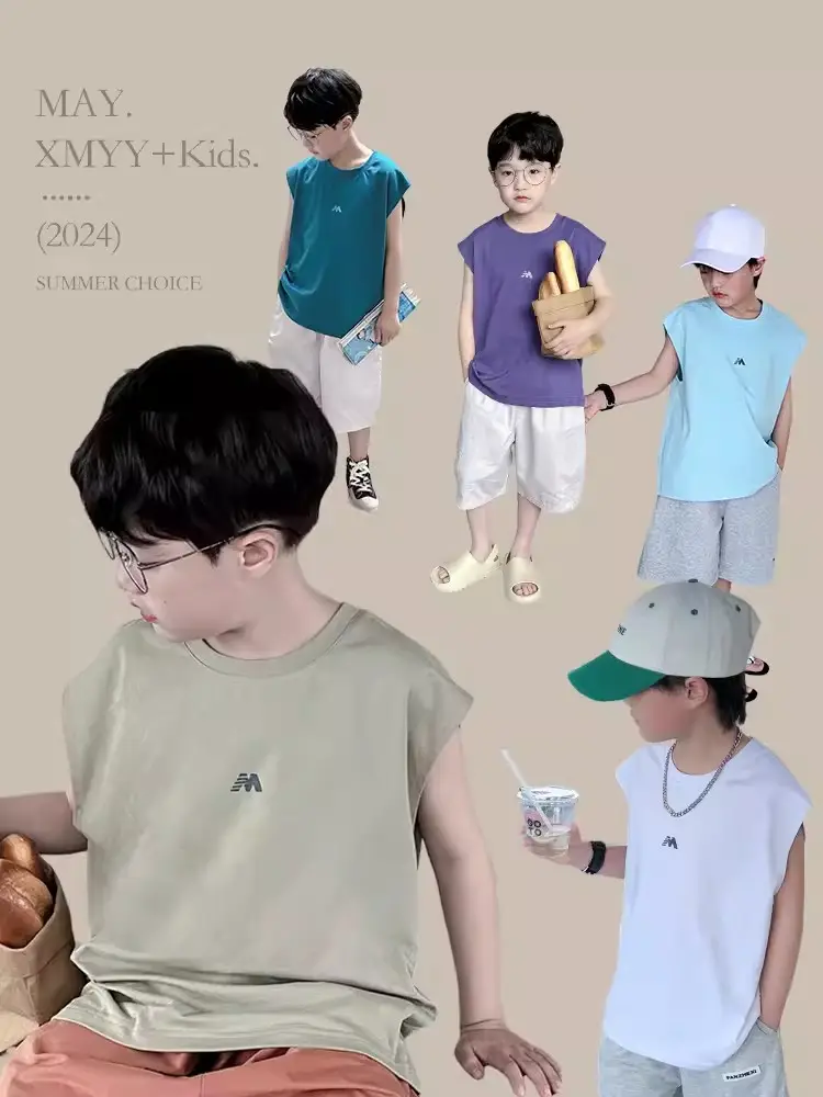 Summer Boys Sleeveless T-Shirt Pure Cotton Panda Yuanyuan - Image 10