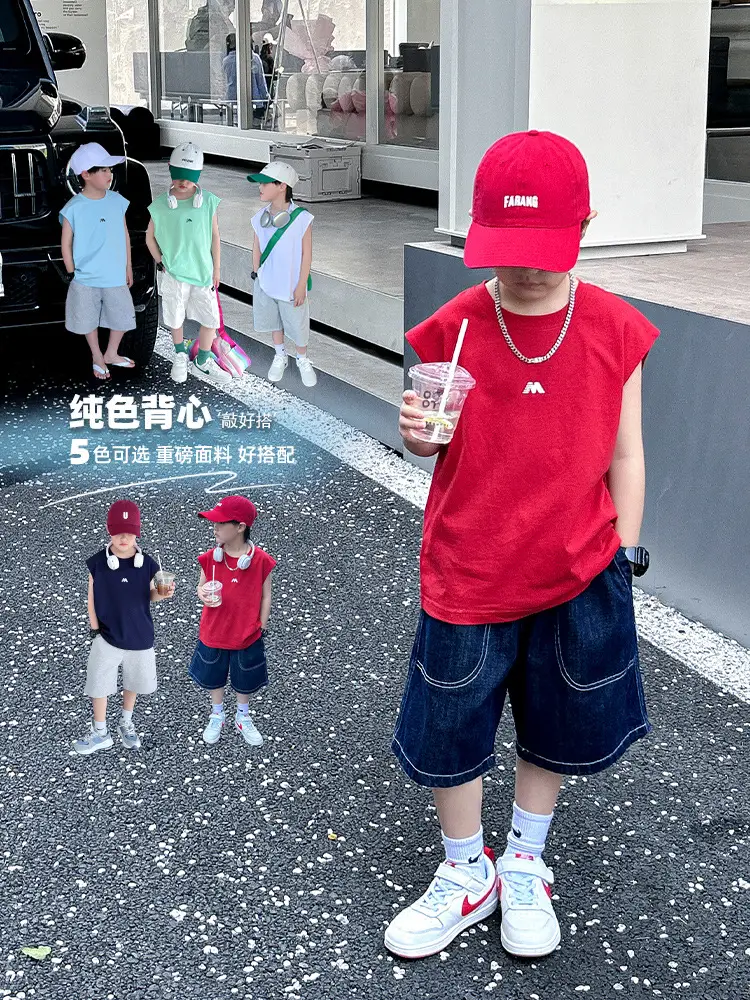 Summer Boys Sleeveless T-Shirt Pure Cotton Panda Yuanyuan - Image 11