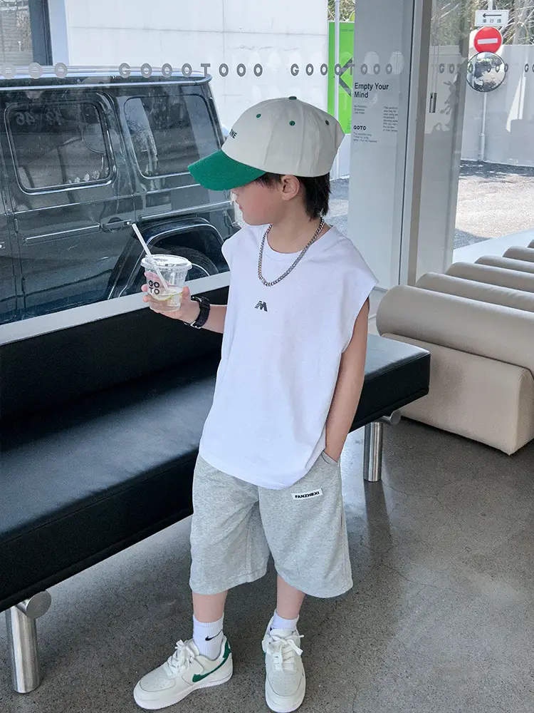 Summer Boys Sleeveless T-Shirt Pure Cotton Panda Yuanyuan - Image 12