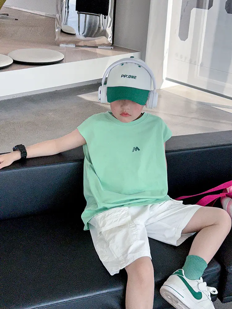 Summer Boys Sleeveless T-Shirt Pure Cotton Panda Yuanyuan - Image 13