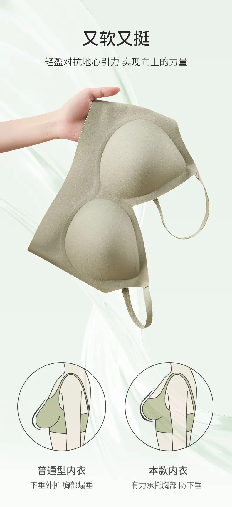 Light Beige Non-Transparent Underwear Bra Summer Non-Trace — feature 5