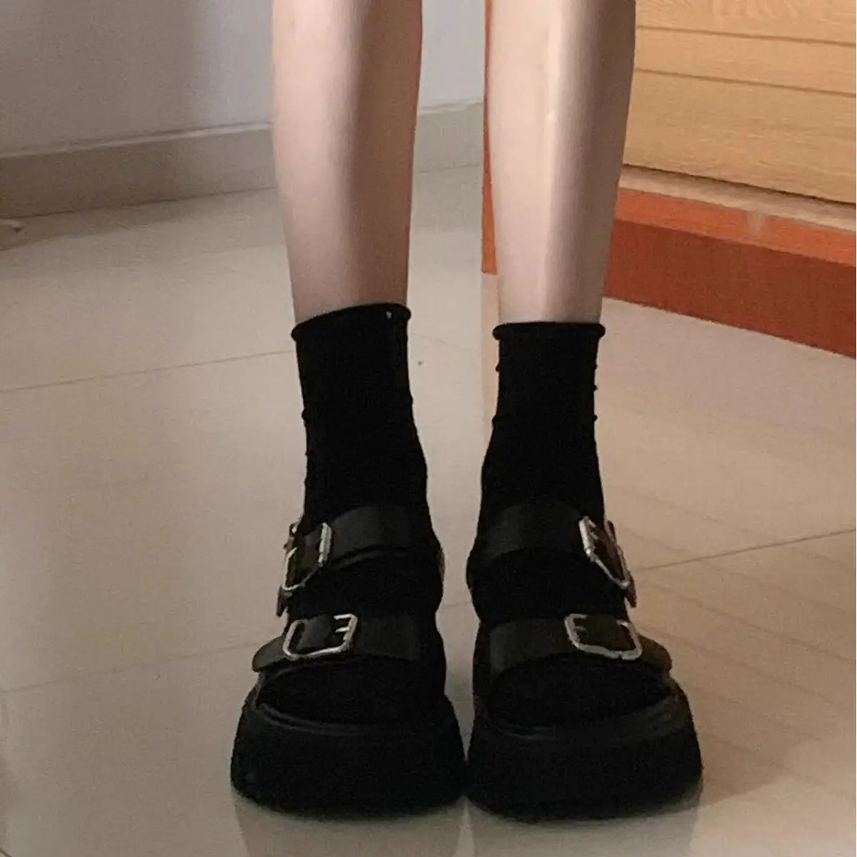 Women Open-Toe Sandals Black 2025 Summer K-Style