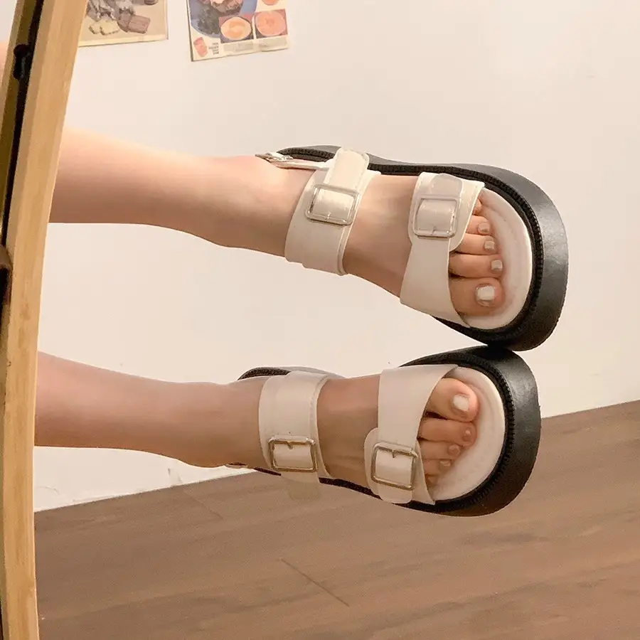 Women Open-Toe Sandals Black 2025 Summer K-Style — feature 1