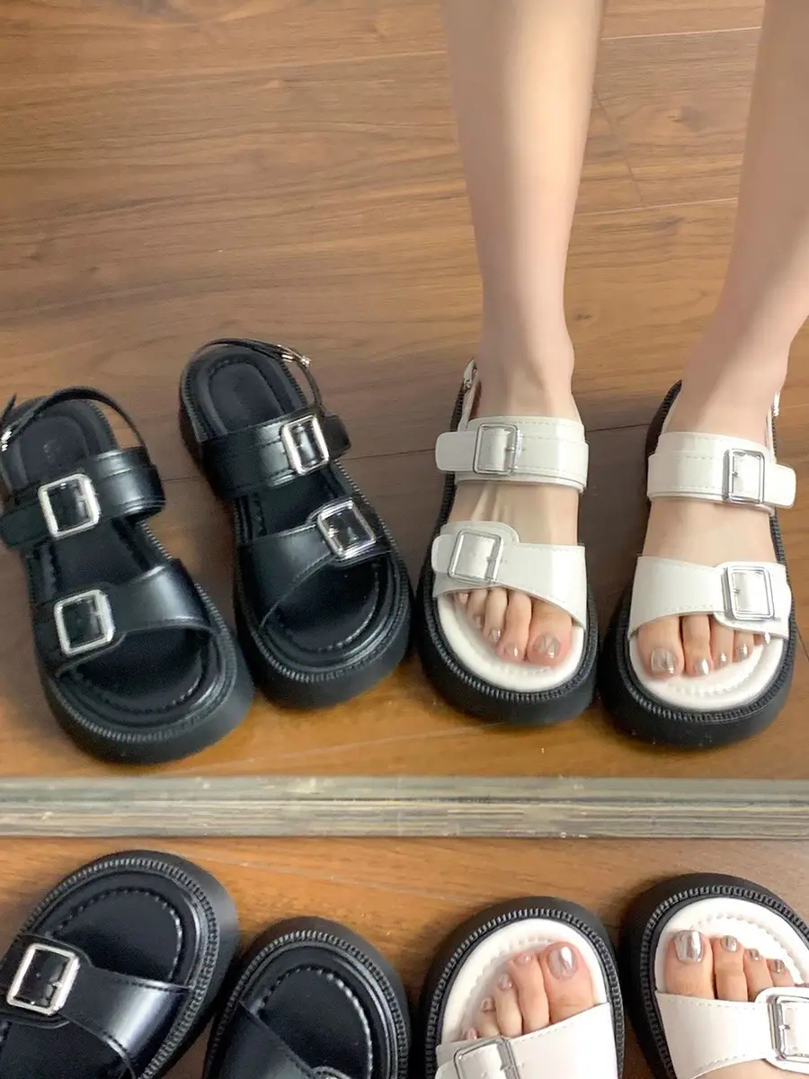 Women Open-Toe Sandals Black 2025 Summer K-Style — feature 5
