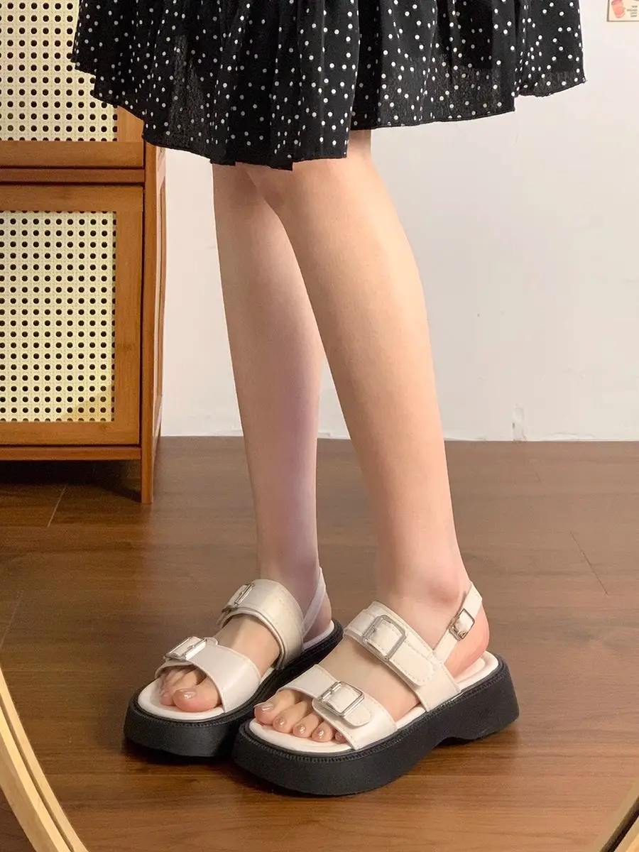 Women Open-Toe Sandals Black 2025 Summer K-Style — feature 6
