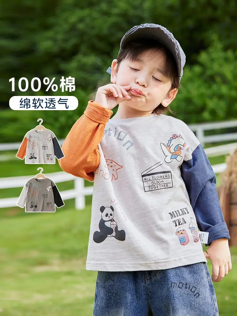 Boys Pure Cotton Long Sleeve T-Shirt Spring Autumn - Image 2