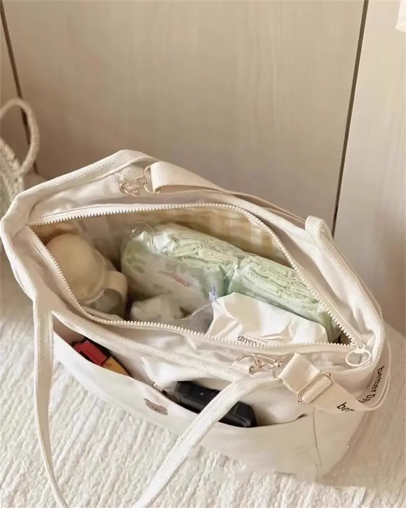 2024 White Canvas Baby Tote Bag Lightweight Portable — feature 11