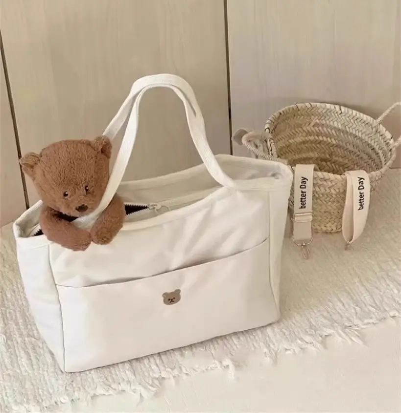 2024 White Canvas Baby Tote Bag Lightweight Portable — feature 2