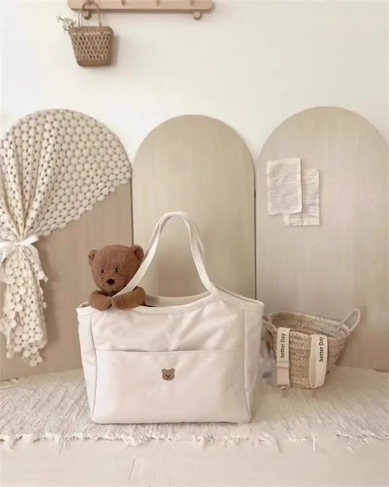2024 White Canvas Baby Tote Bag Lightweight Portable — feature 3