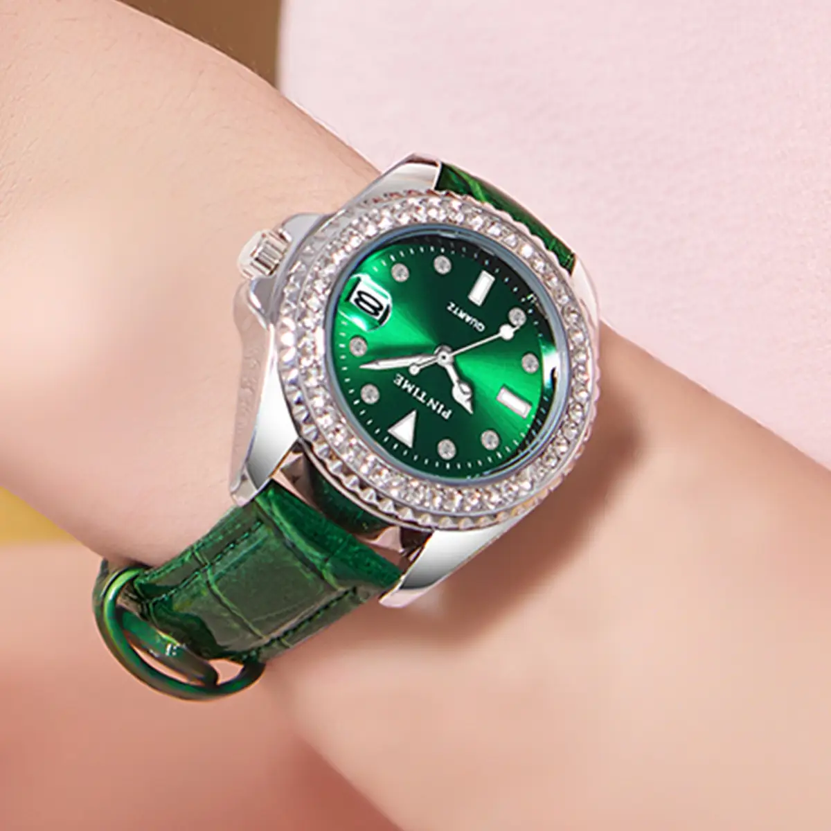 Swiss Women's Peacock Green Quartz Watch - Image 3