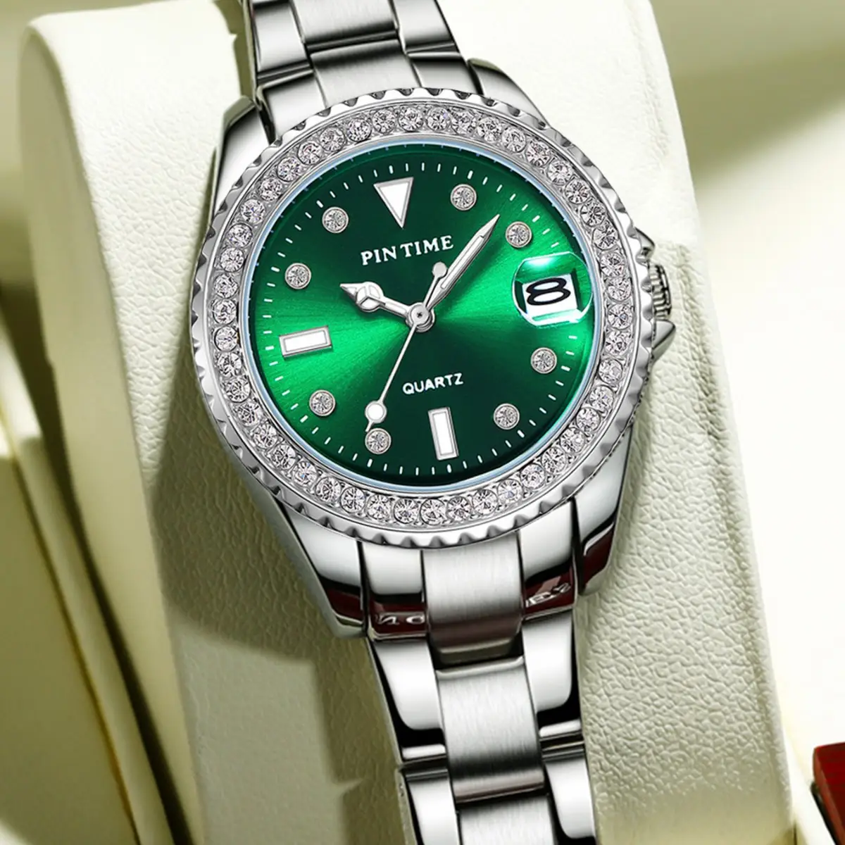 Swiss Women's Peacock Green Quartz Watch - Image 4