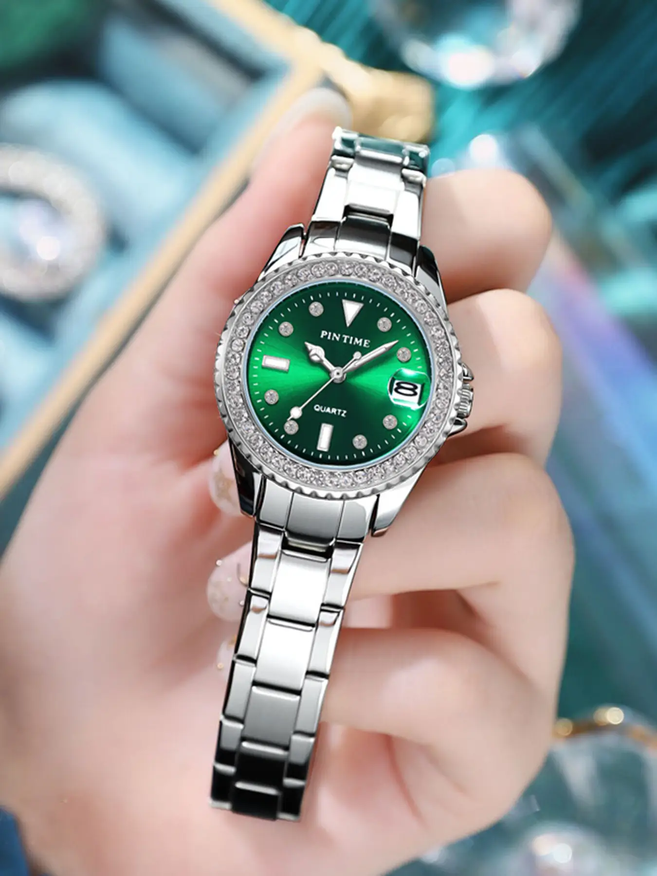 Swiss Women's Peacock Green Quartz Watch — feature 11