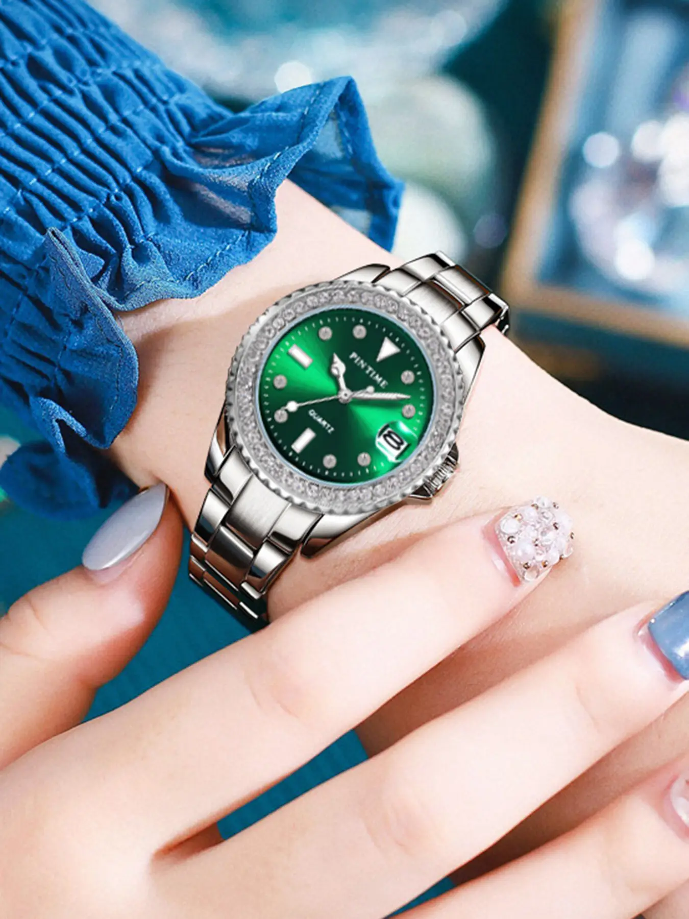 Swiss Women's Peacock Green Quartz Watch — feature 12