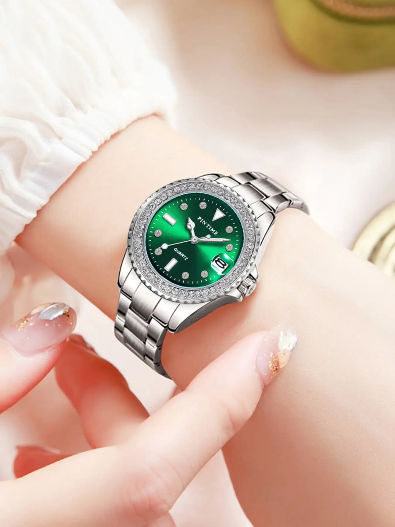 Swiss Women's Peacock Green Quartz Watch — feature 4