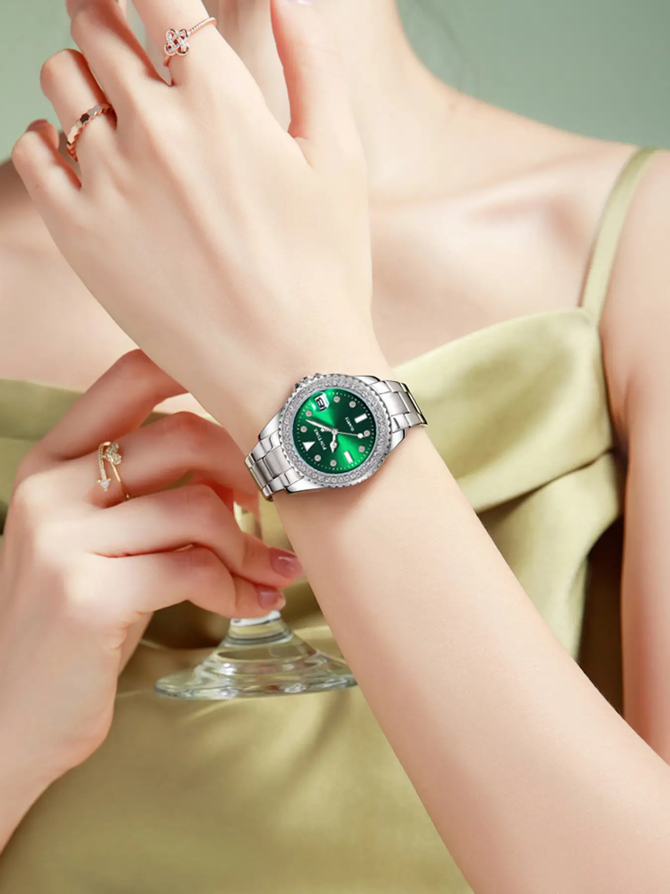 Swiss Women's Peacock Green Quartz Watch — feature 6
