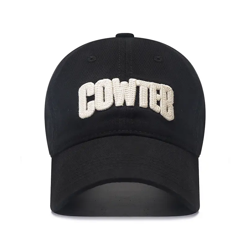 Korean Style Black Embroidered Cap Large Head Circumference - Image 9