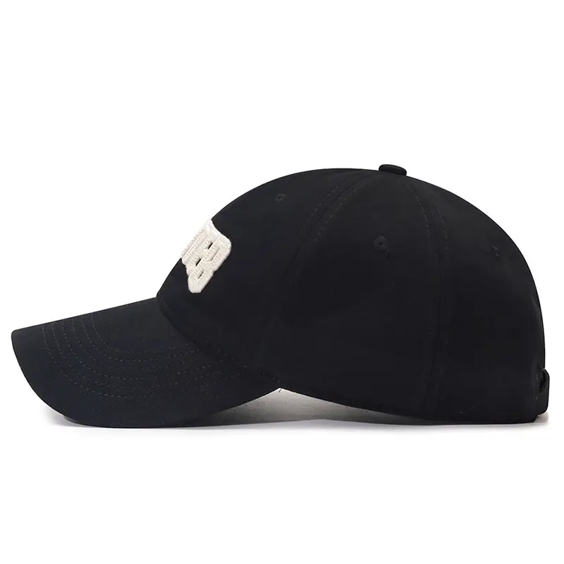 Korean Style Black Embroidered Cap Large Head Circumference - Image 10