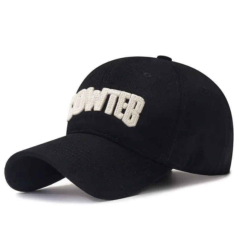 Korean Style Black Embroidered Cap Large Head Circumference - Image 5