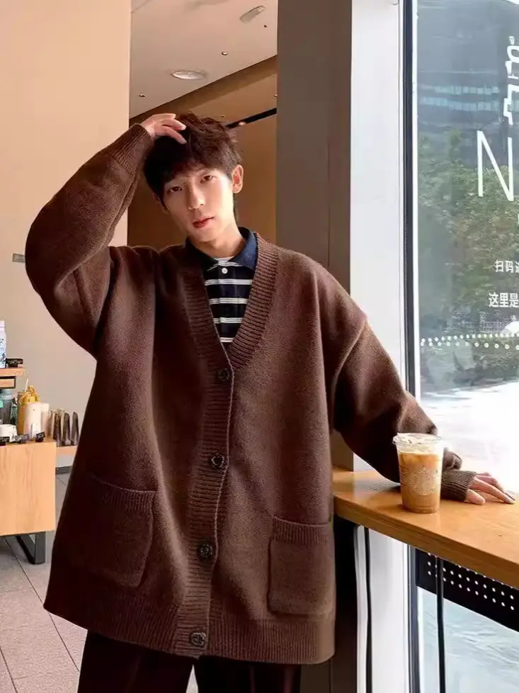 Autumn Winter V-Neck Button Cardigan Sweater for Men - Image 4
