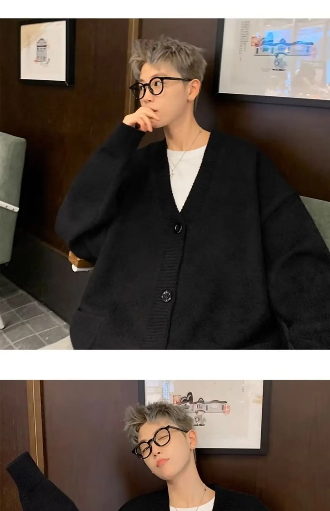 Autumn Winter V-Neck Button Cardigan Sweater for Men — feature 11