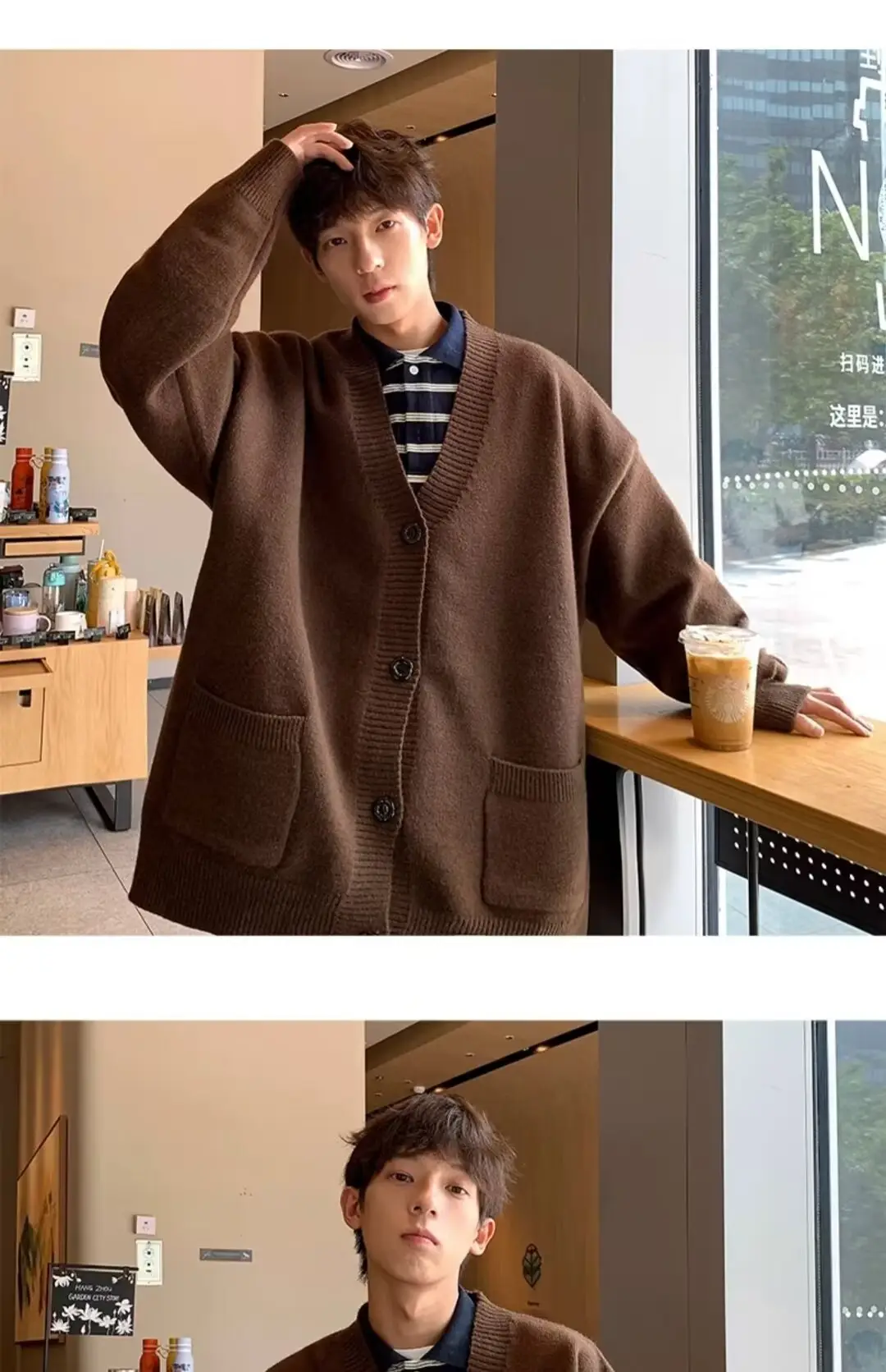 Autumn Winter V-Neck Button Cardigan Sweater for Men — feature 13