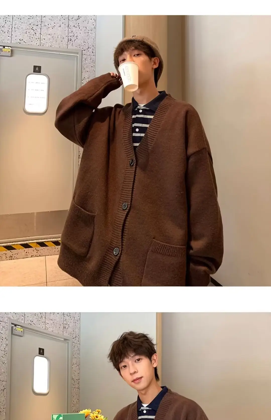 Autumn Winter V-Neck Button Cardigan Sweater for Men — feature 15