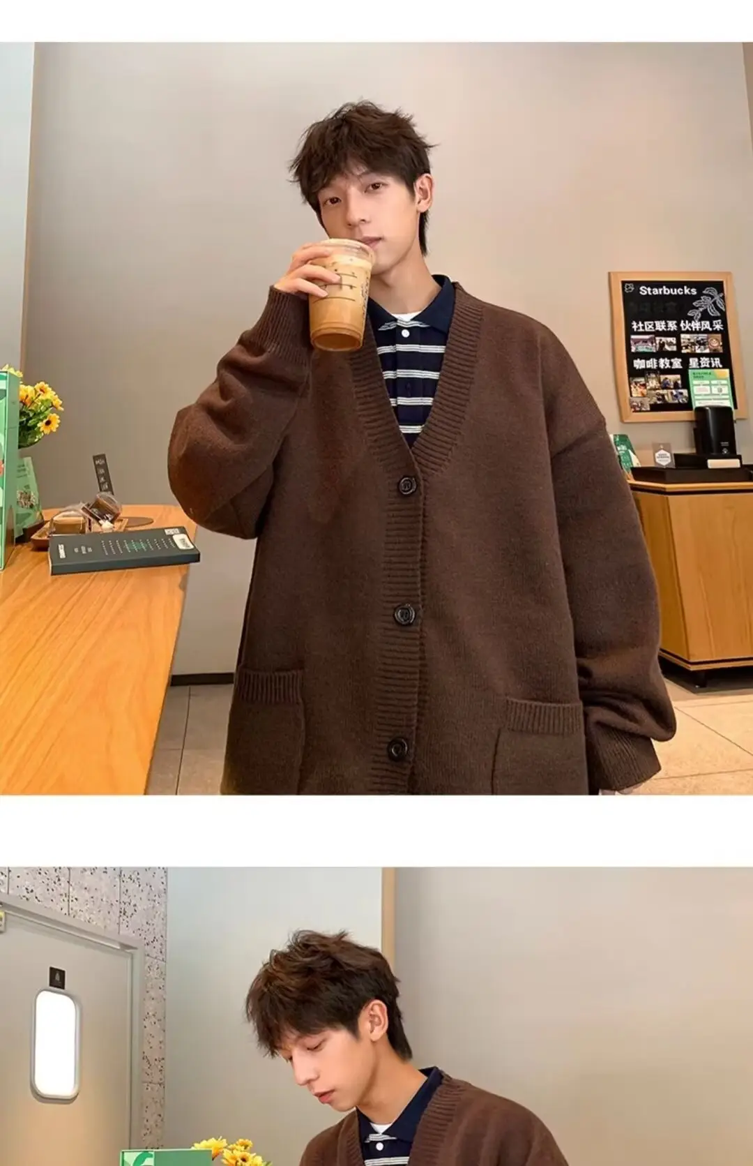 Autumn Winter V-Neck Button Cardigan Sweater for Men — feature 17