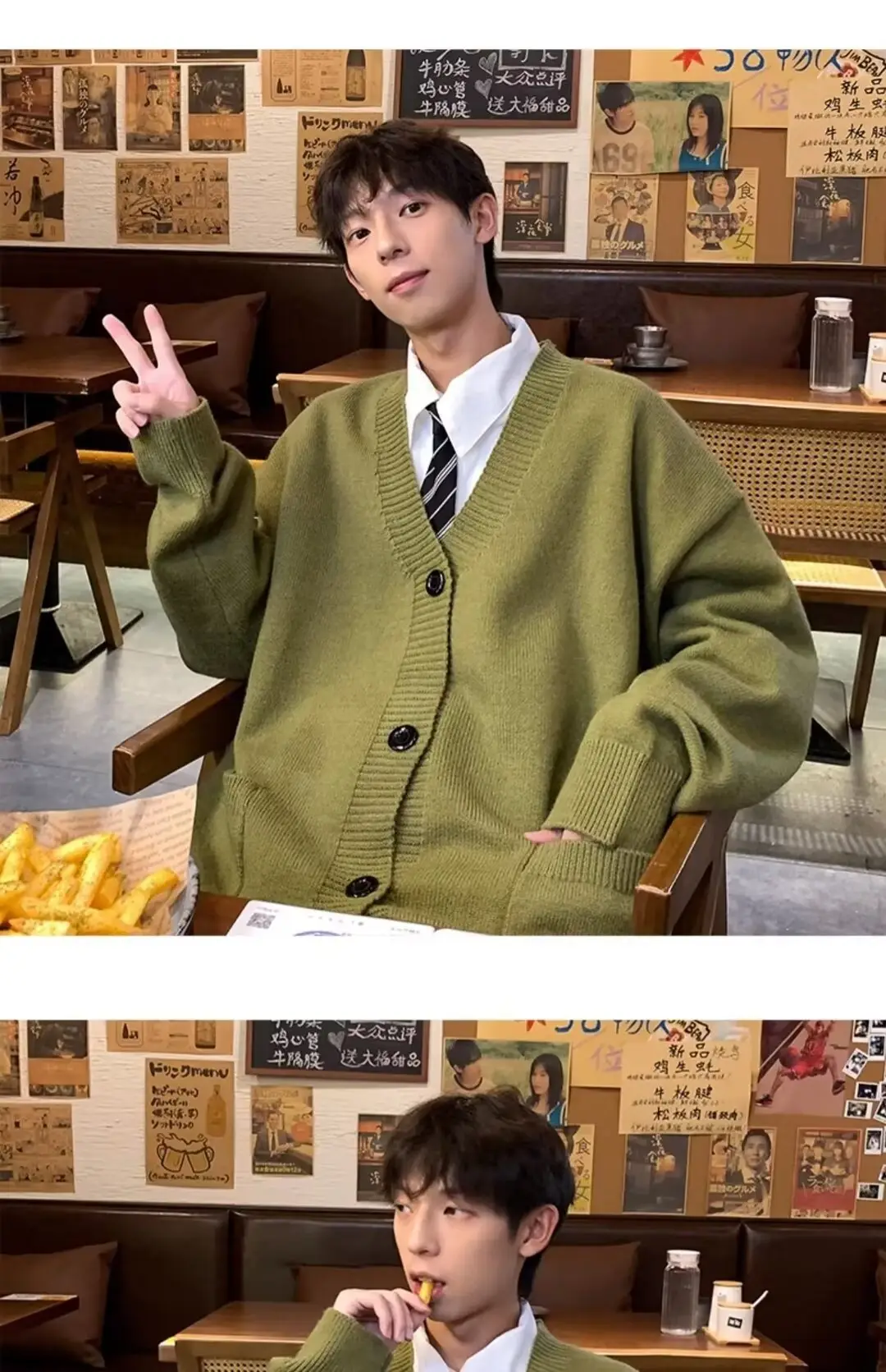 Autumn Winter V-Neck Button Cardigan Sweater for Men — feature 21