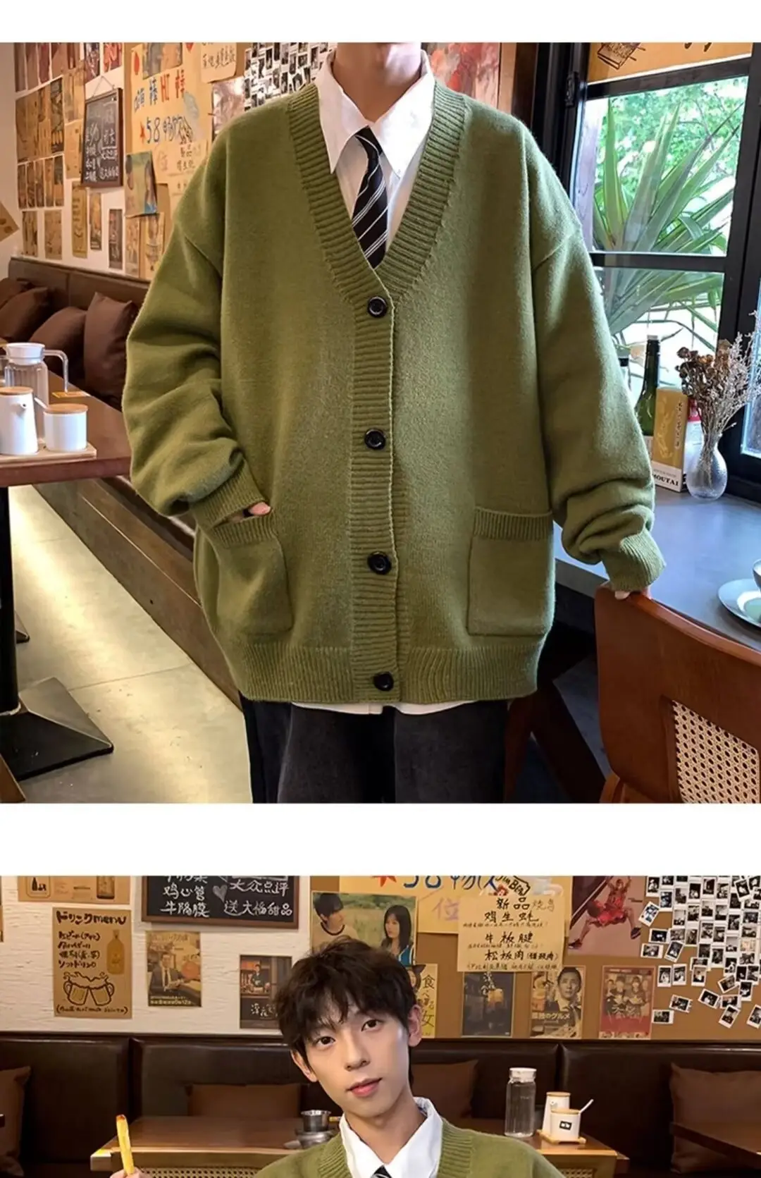 Autumn Winter V-Neck Button Cardigan Sweater for Men — feature 22