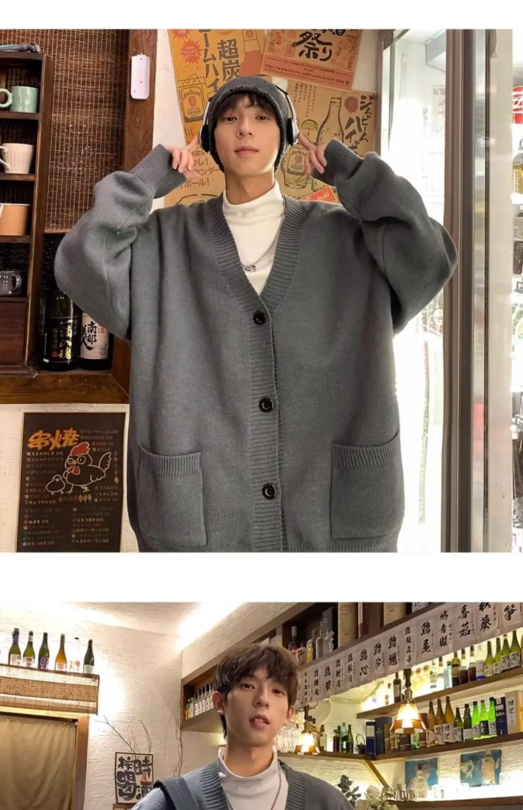 Autumn Winter V-Neck Button Cardigan Sweater for Men — feature 27