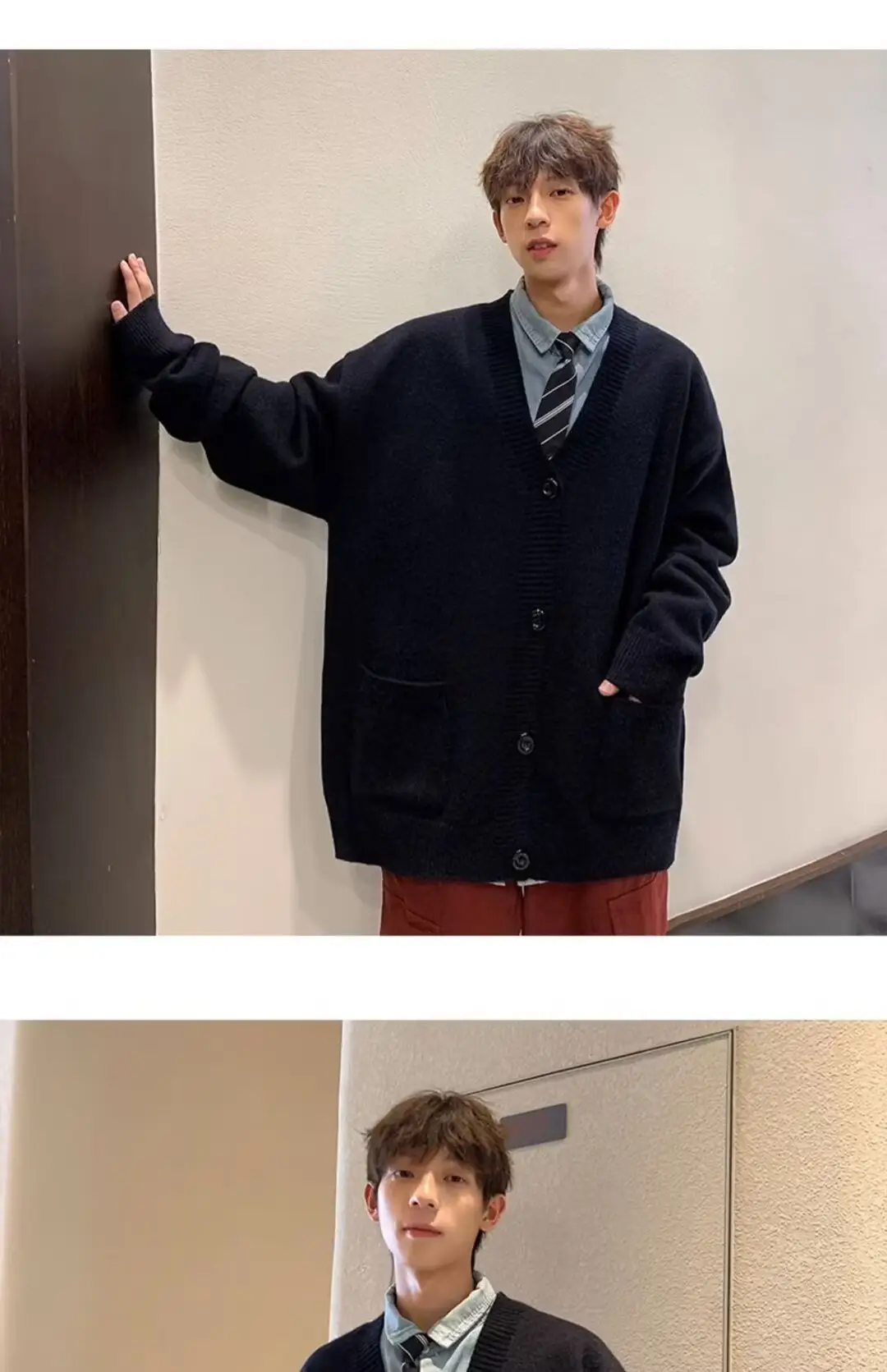 Autumn Winter V-Neck Button Cardigan Sweater for Men — feature 31