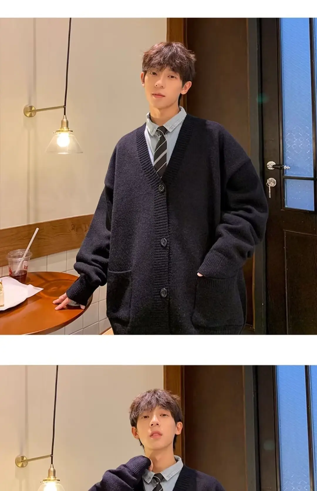Autumn Winter V-Neck Button Cardigan Sweater for Men — feature 33