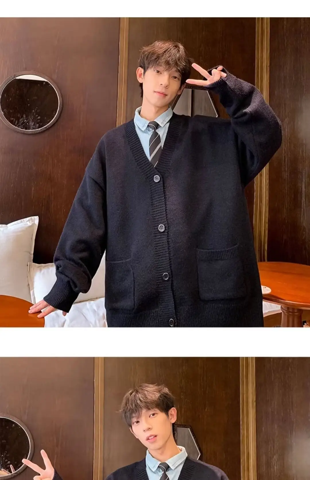 Autumn Winter V-Neck Button Cardigan Sweater for Men — feature 35