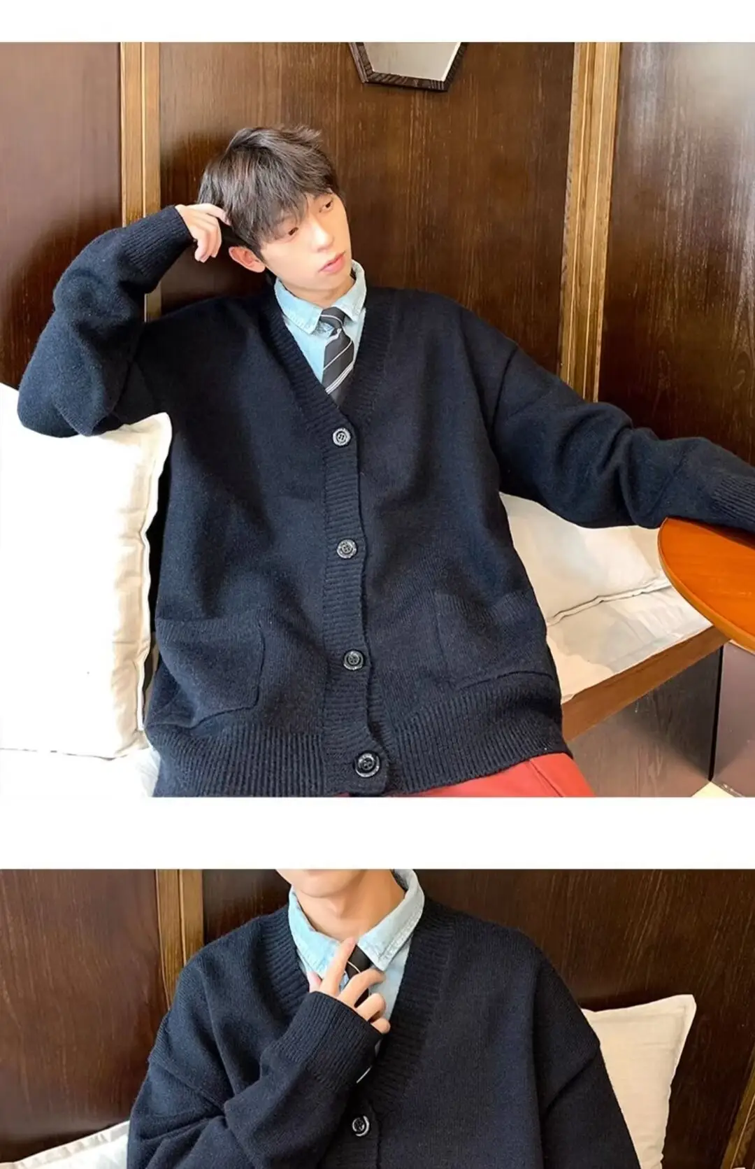 Autumn Winter V-Neck Button Cardigan Sweater for Men — feature 37