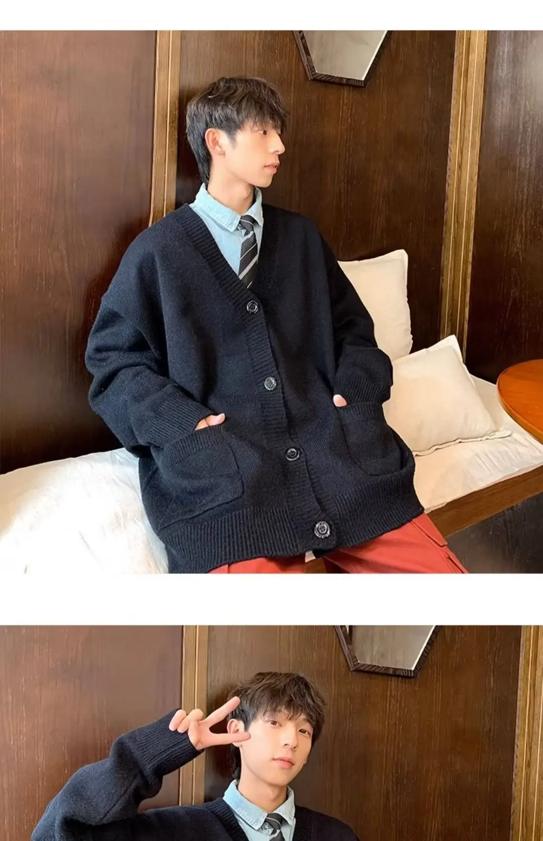 Autumn Winter V-Neck Button Cardigan Sweater for Men — feature 39