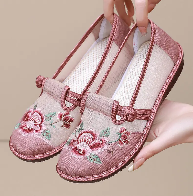 Ethnic Embroidered Shoes Women's Mesh Shoes Summer Women's Slip-on Retro Fashion Hanfu Shoes Mesh Old Beijing Cloth Shoes — feature 12