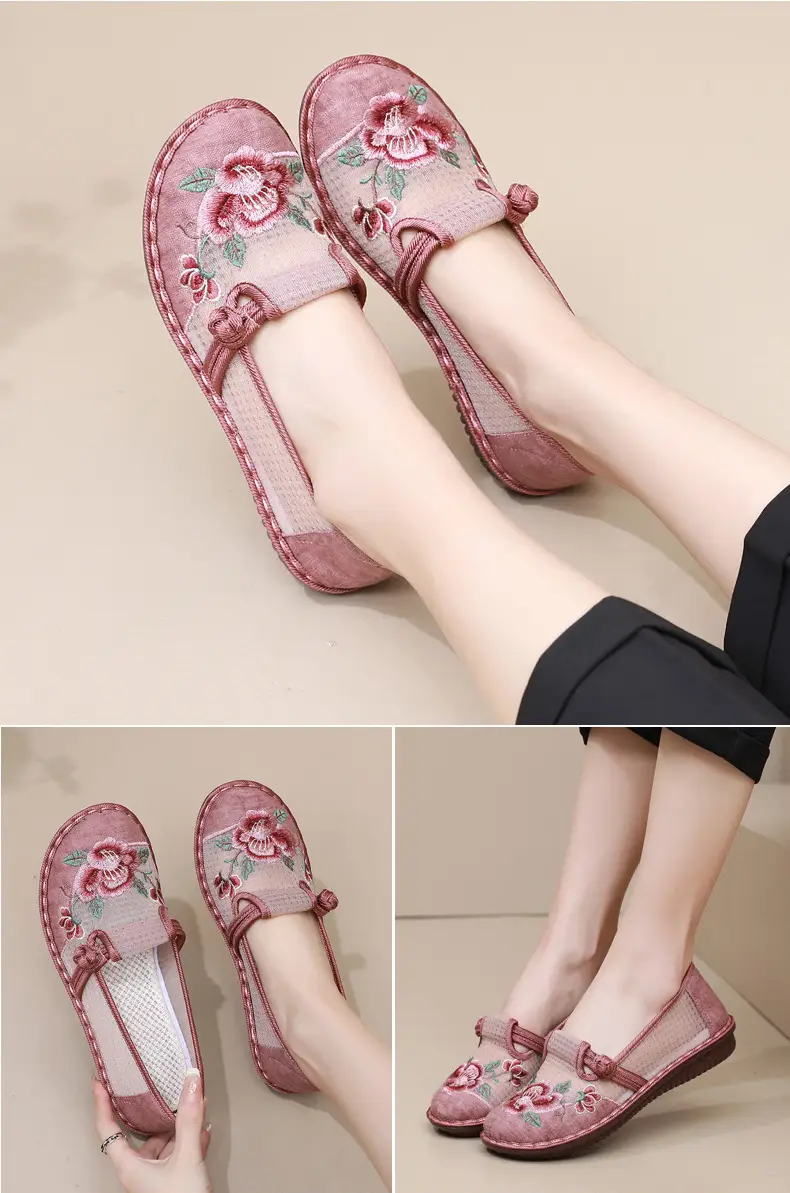 Ethnic Embroidered Shoes Women's Mesh Shoes Summer Women's Slip-on Retro Fashion Hanfu Shoes Mesh Old Beijing Cloth Shoes — feature 14