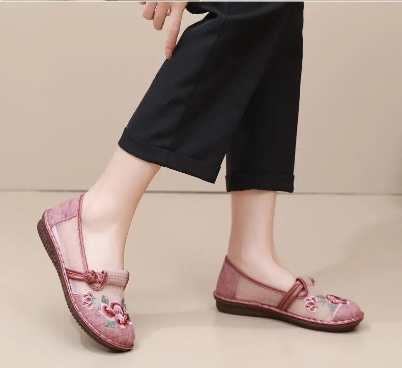 Ethnic Embroidered Shoes Women's Mesh Shoes Summer Women's Slip-on Retro Fashion Hanfu Shoes Mesh Old Beijing Cloth Shoes — feature 15