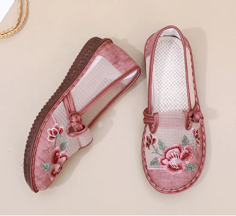 Ethnic Embroidered Shoes Women's Mesh Shoes Summer Women's Slip-on Retro Fashion Hanfu Shoes Mesh Old Beijing Cloth Shoes — feature 25