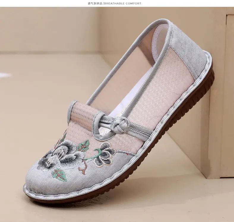 Ethnic Embroidered Shoes Women's Mesh Shoes Summer Women's Slip-on Retro Fashion Hanfu Shoes Mesh Old Beijing Cloth Shoes — feature 26