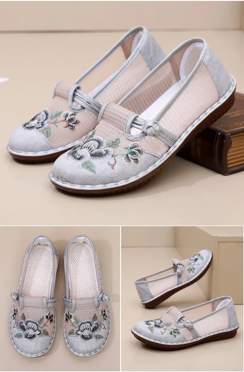Ethnic Embroidered Shoes Women's Mesh Shoes Summer Women's Slip-on Retro Fashion Hanfu Shoes Mesh Old Beijing Cloth Shoes — feature 27