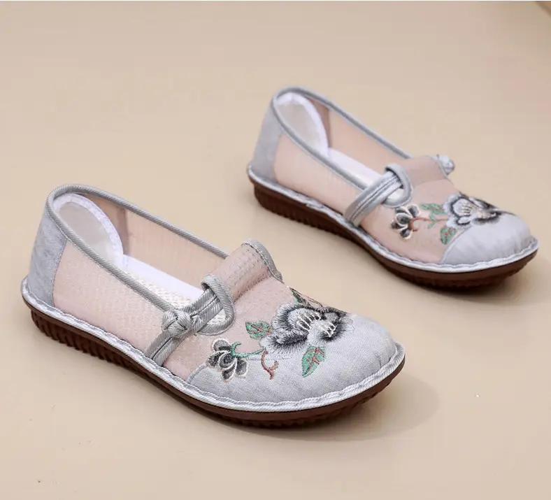 Ethnic Embroidered Shoes Women's Mesh Shoes Summer Women's Slip-on Retro Fashion Hanfu Shoes Mesh Old Beijing Cloth Shoes — feature 29
