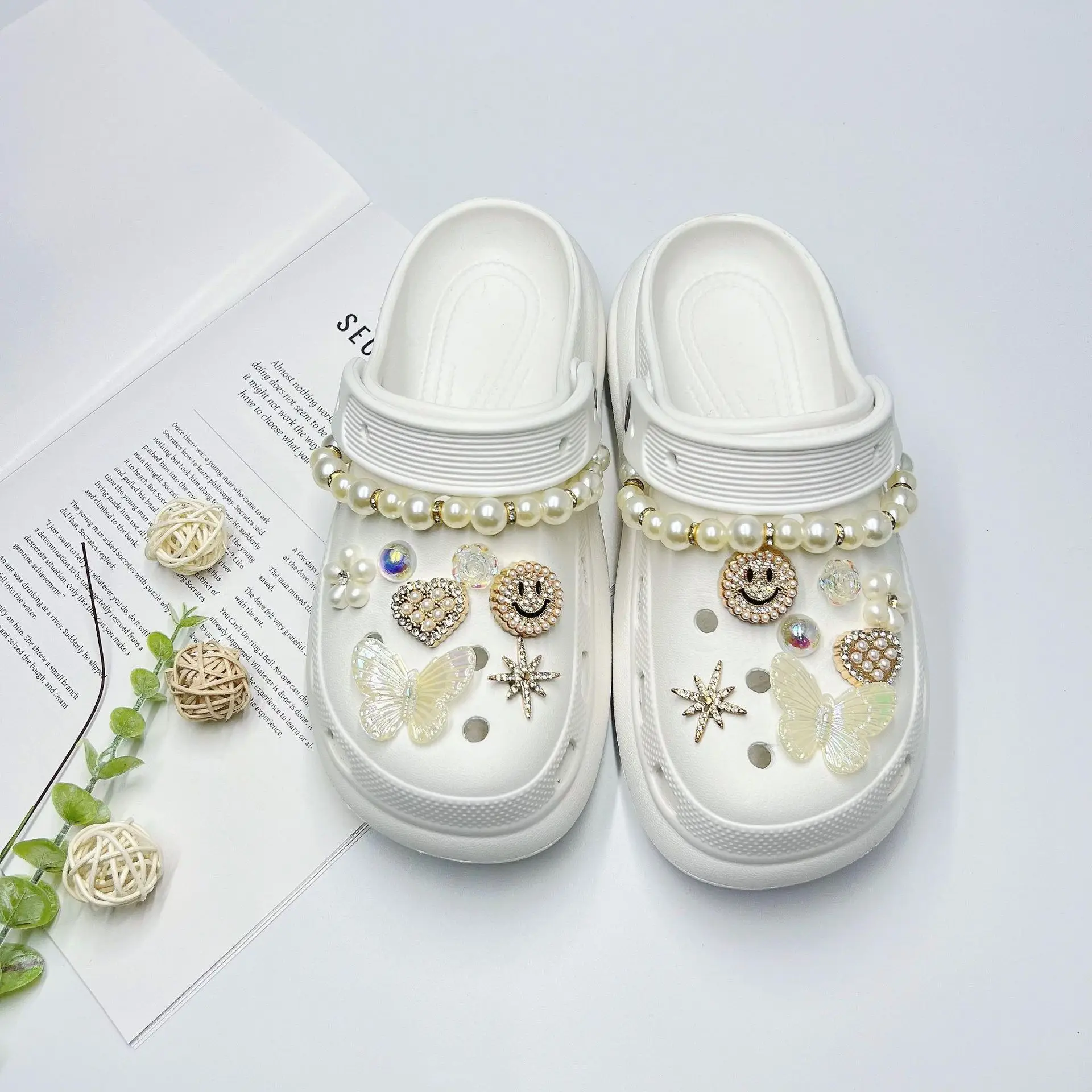 Women's White Butterfly Decorated EVA Sandals - Image 34