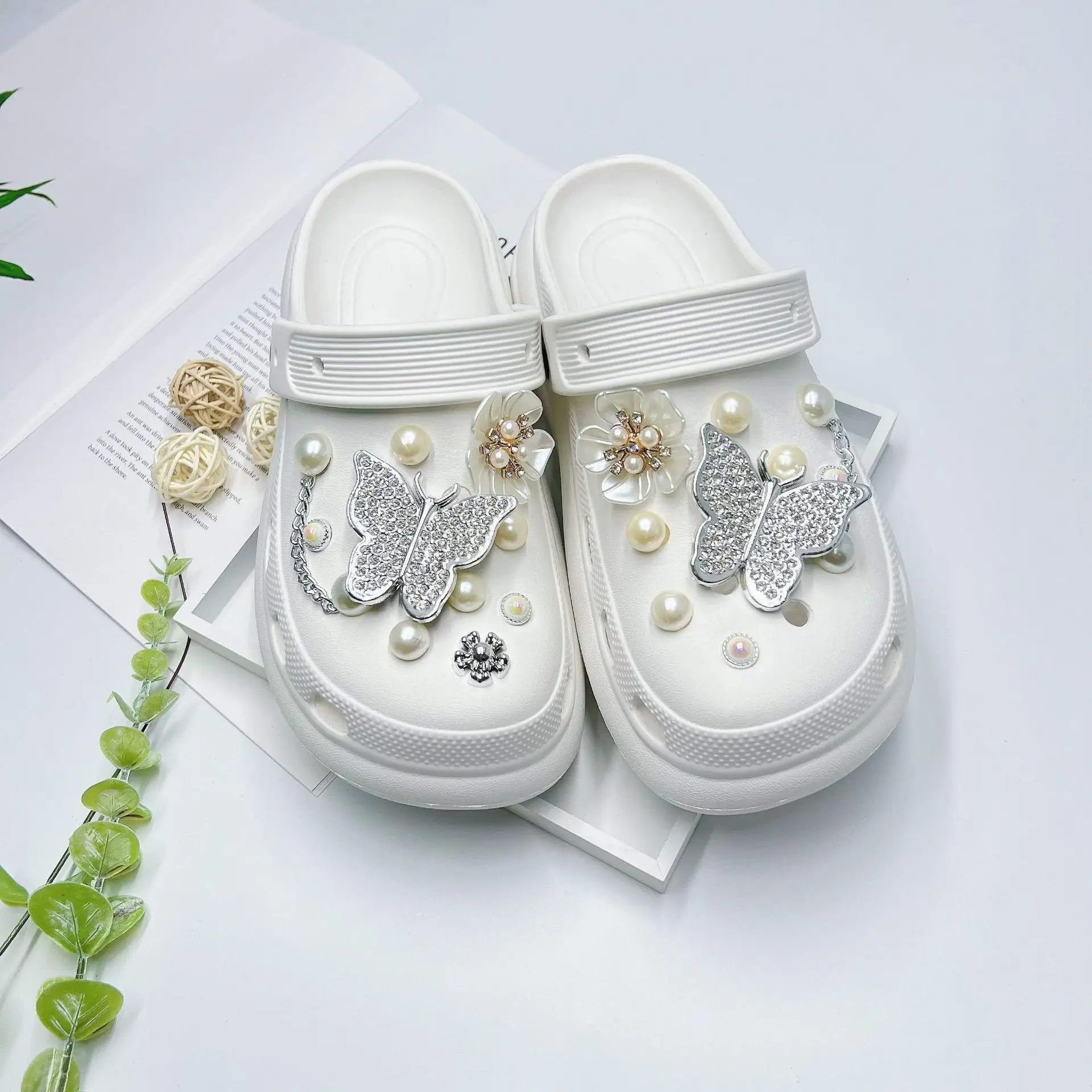 Women's White Butterfly Decorated EVA Sandals - Image 40