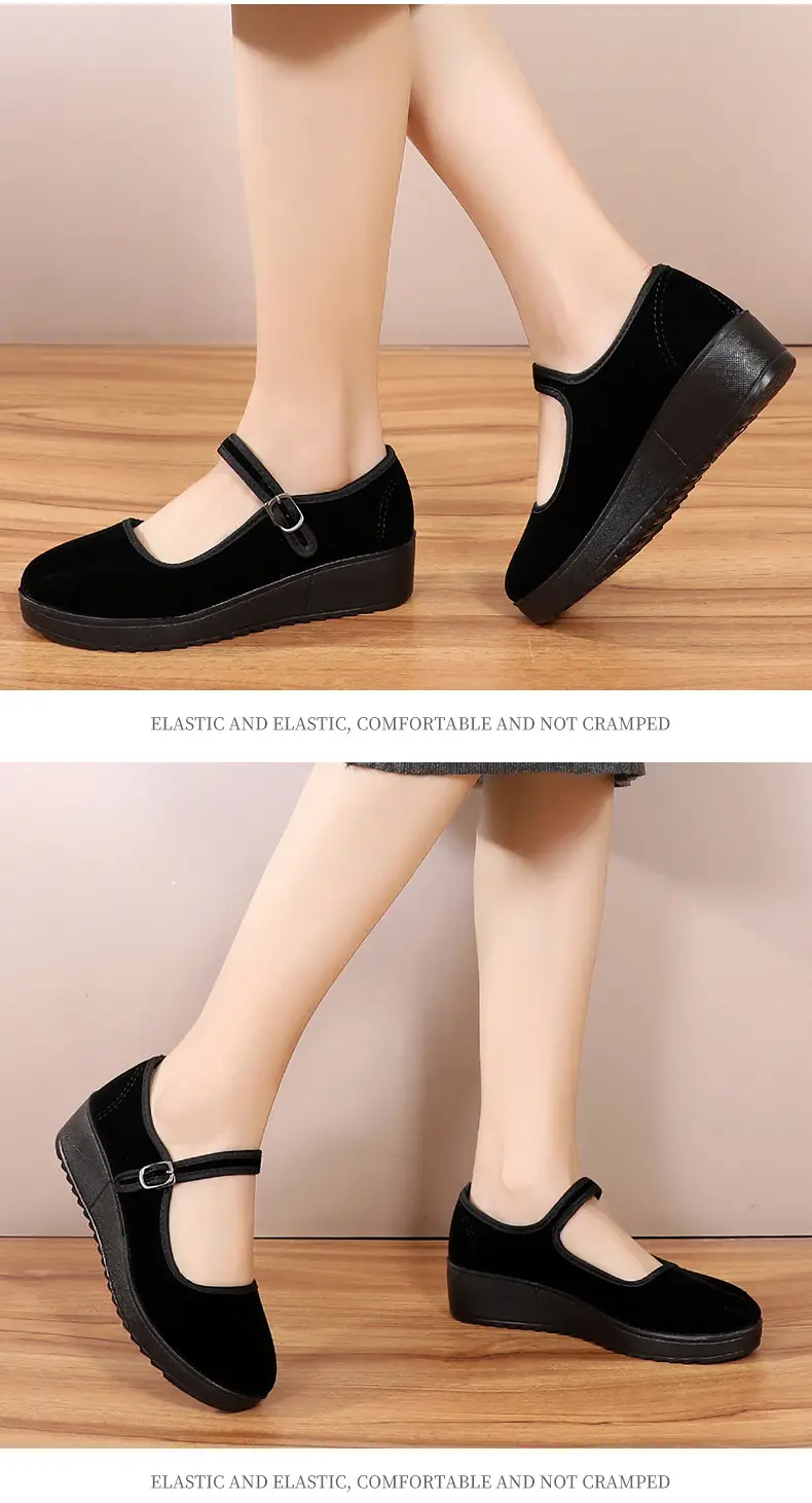 Old Beijing Cloth Shoes Work Shoes Women's Shoes Soft Sole Not Tired Feet Flat Shoes Mother Shoes Black Shoes Old People Shoes Single Shoes — feature 19