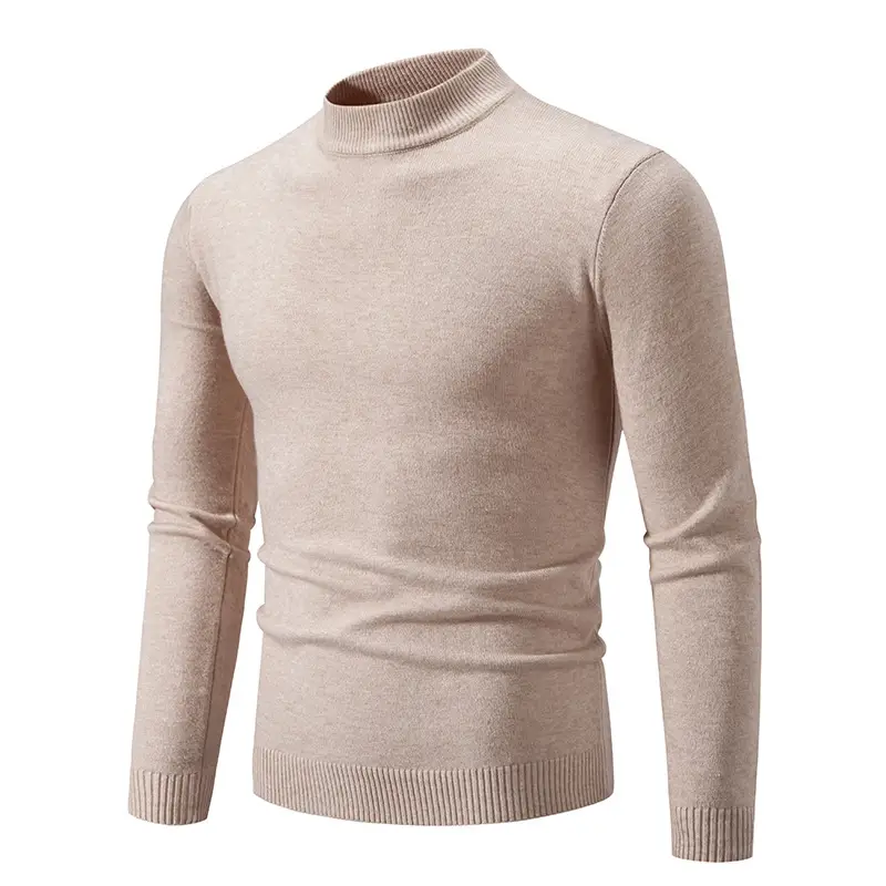 Men's Grey Half-Turtleneck Knitted Sweater - Image 16