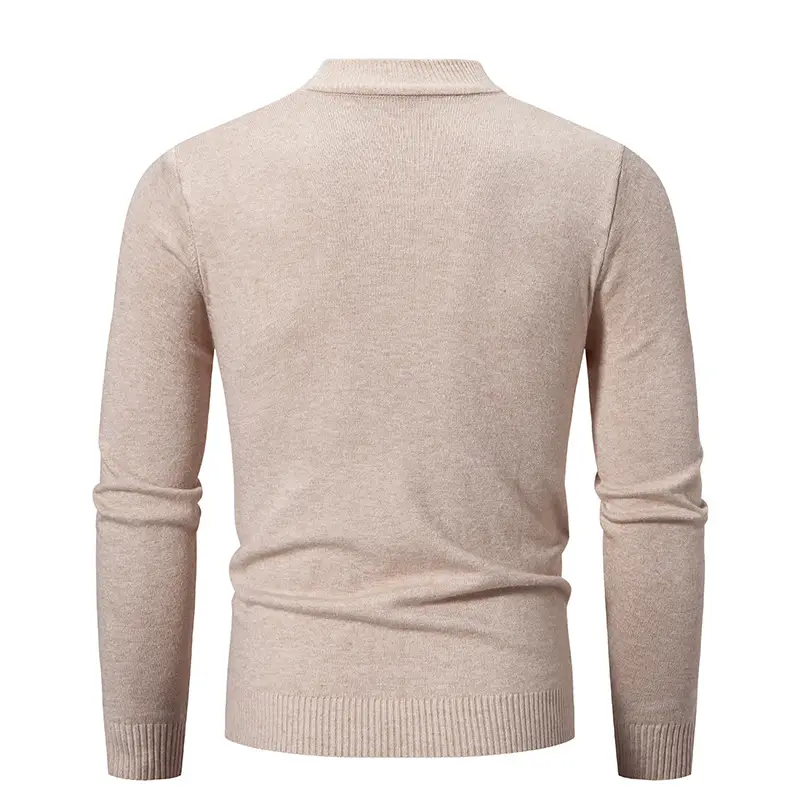 Men's Grey Half-Turtleneck Knitted Sweater - Image 17
