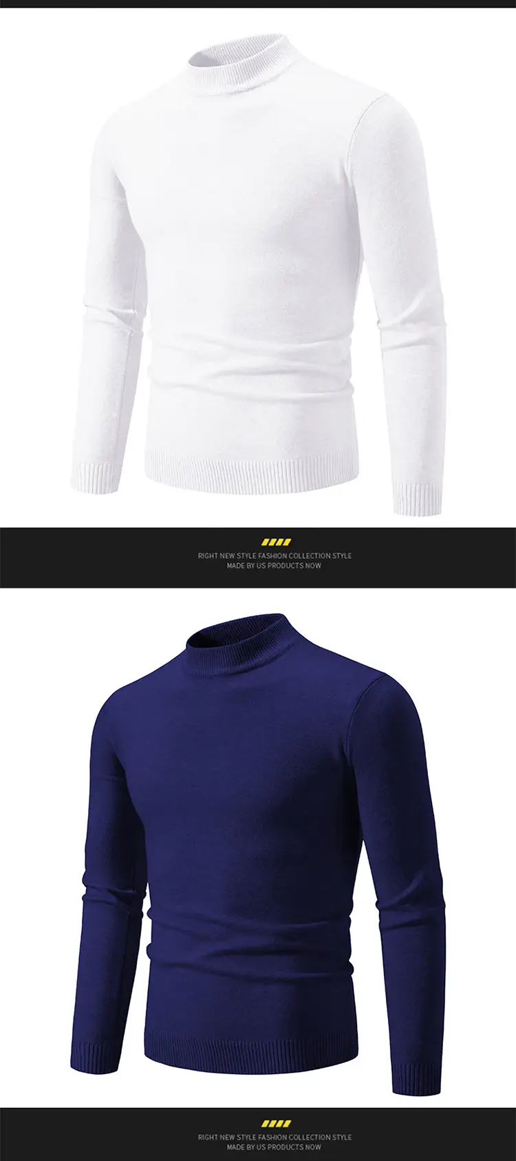 Men's Grey Half-Turtleneck Knitted Sweater — feature 11