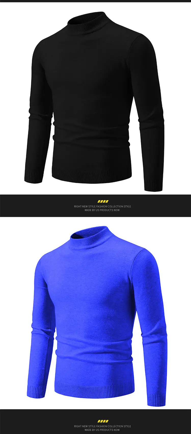 Men's Grey Half-Turtleneck Knitted Sweater — feature 12