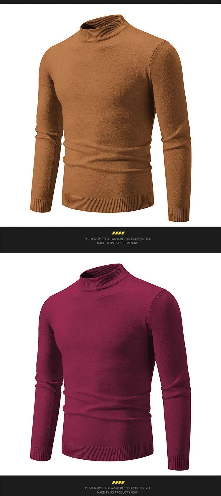 Men's Grey Half-Turtleneck Knitted Sweater — feature 14